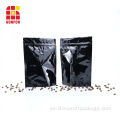 Bolsas de café Ziplock de aluminio negro de 16 oz con válvula